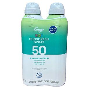 Kroger Kids Broad Spectrum SPF 50 Sunscreen Spray Twin Pack 11 oz Total Aloe Ver